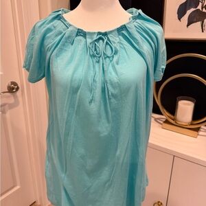 J Crew Aqua Blue Women's Gathered Top size Small